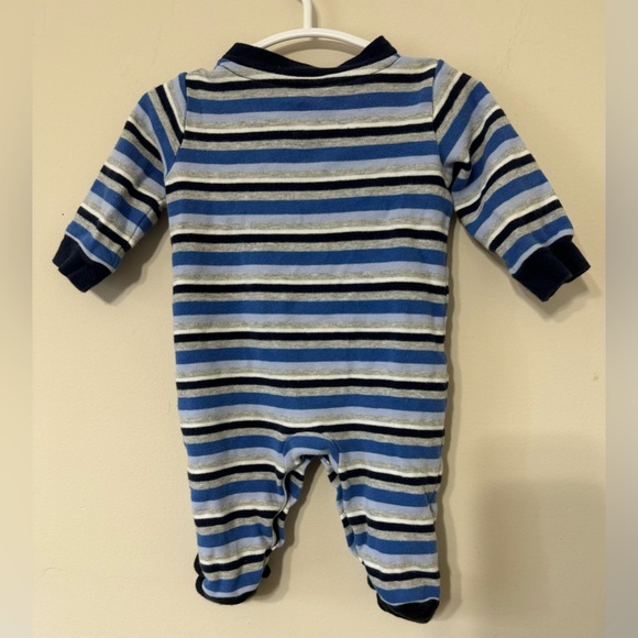 Disney Baby | Blue Striped Mickey Footed Sleeper | Size 0-3 Months - Picture 5 of 5